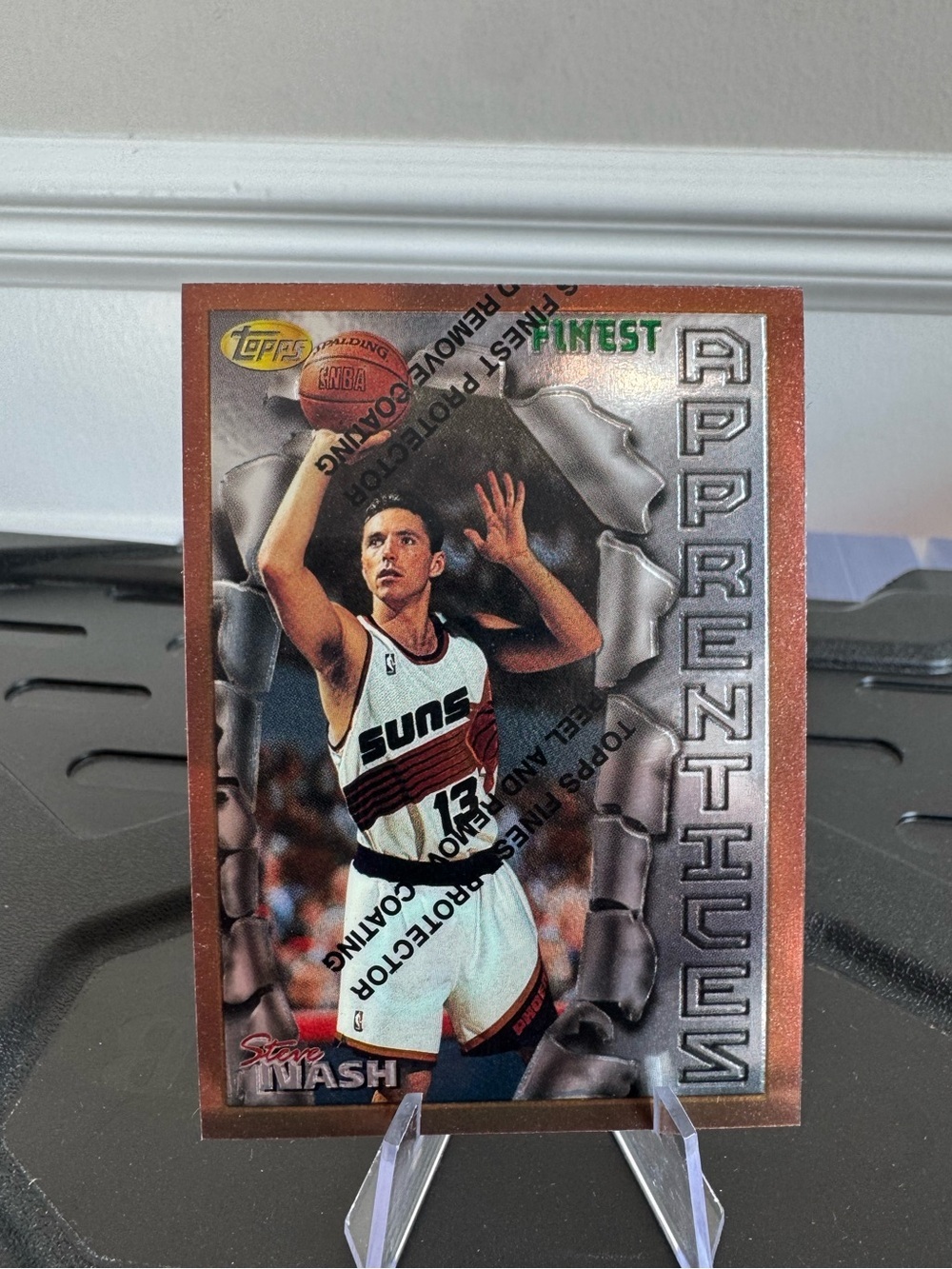 1996 Steve Nash Topps Finest Rookie Card with protective seal.